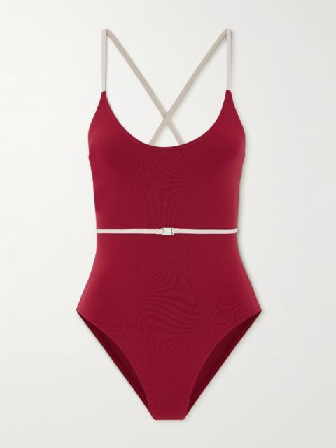 Reinette Sharon belted two-tone swimsuit Red