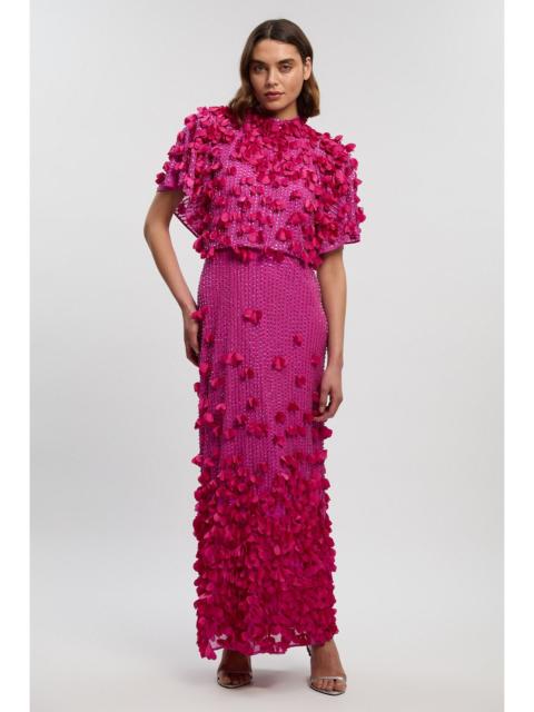 Crystal Applique Angel Sleeve Woven Maxi Dress