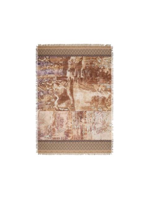 baroque-print fringed-hem scarf