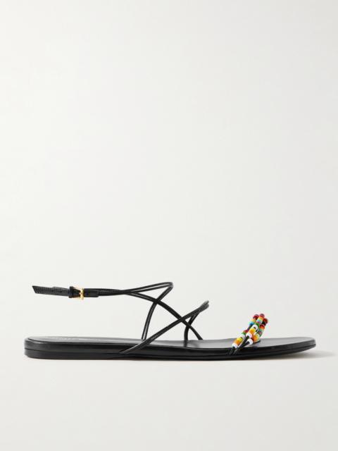 Loop Bead-embellished Leather Sandals