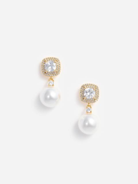 Gold Crystal Pearl Earrings