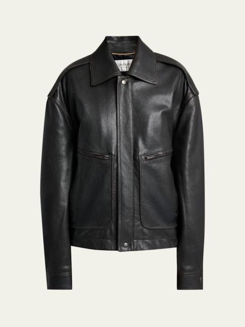 Front Pocket Leather Jacket