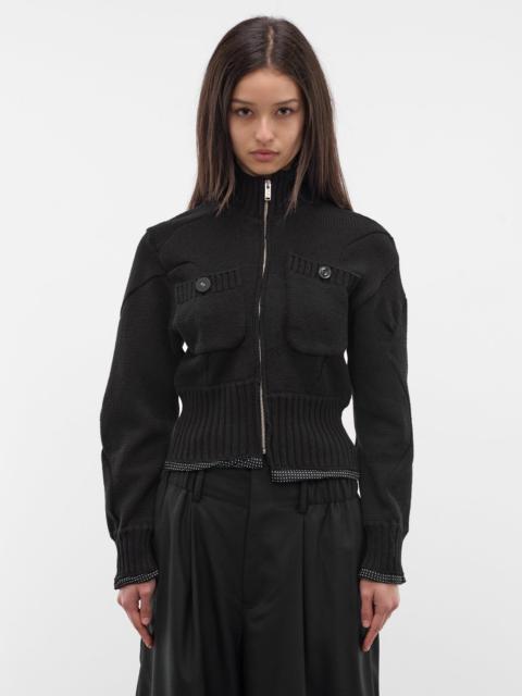 Black Asymmetric Zip Cardigan