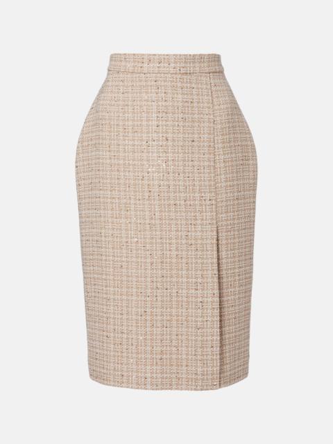 Checked sequined tweed midi skirt