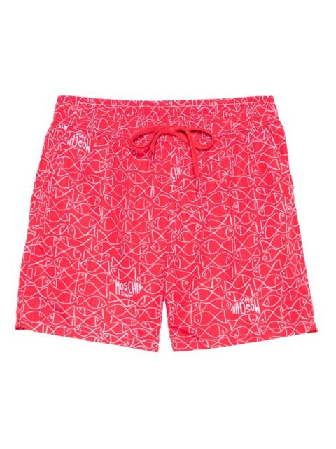 fish-print swim shorts
