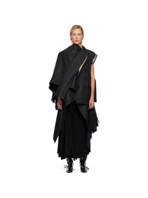 Gray Double-Faced Plaid Melton Vest