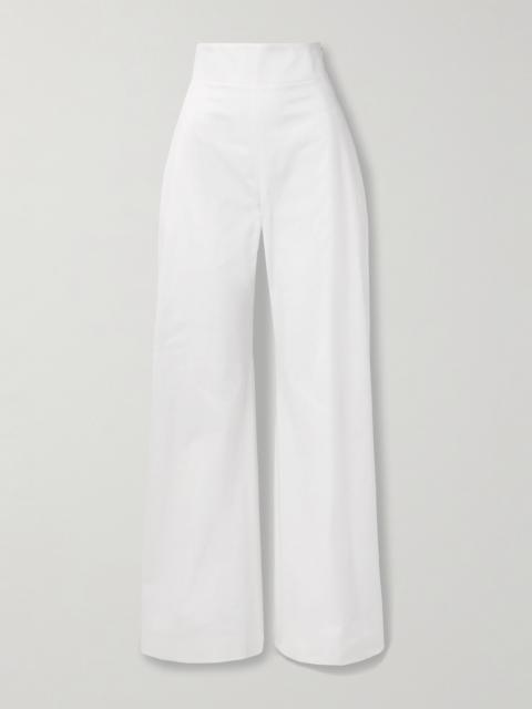 Cotton-blend Sateen Wide-leg Pants