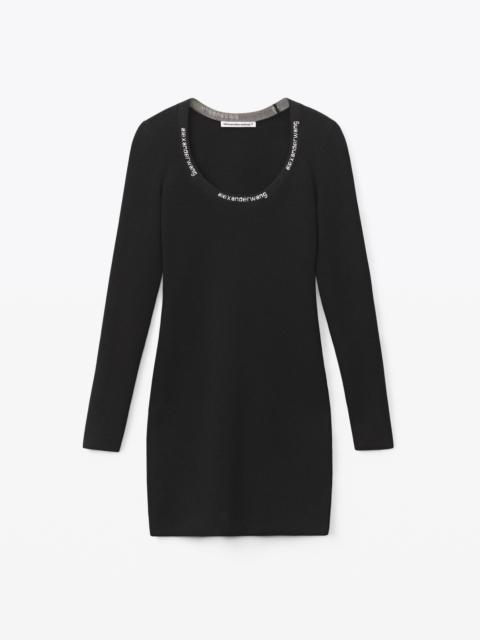 LOGO SCOOP NECK DRESS IN STRETCH VISCOSE