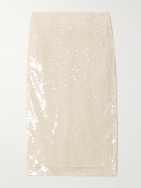 Sequined Mesh Midi Skirt