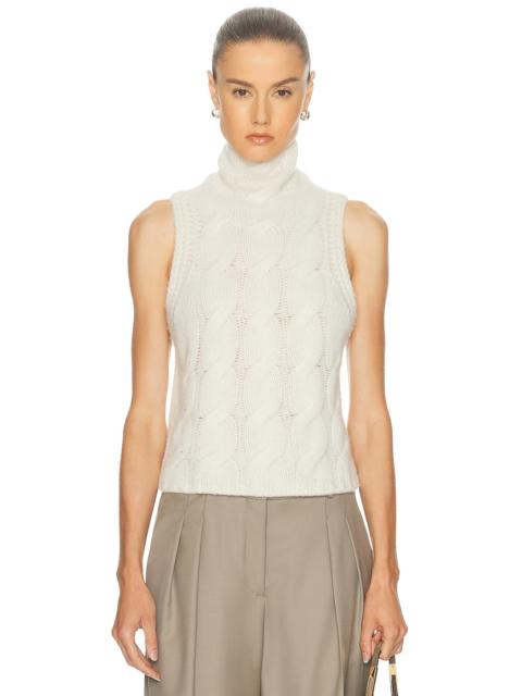 Salvia Sleeveless Cable Turtleneck Sweater