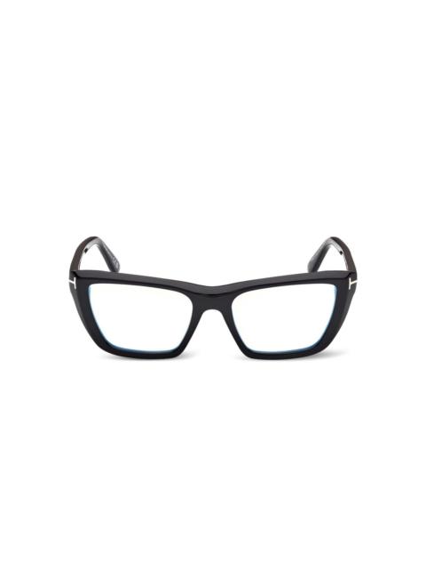 angular-frame eyeglasses