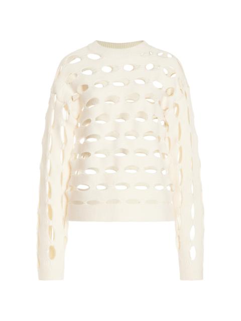 Galina Crewneck Wool Cut Out Top ivory