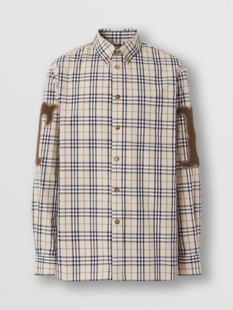 Letter Graphic Check Cotton Poplin Shirt