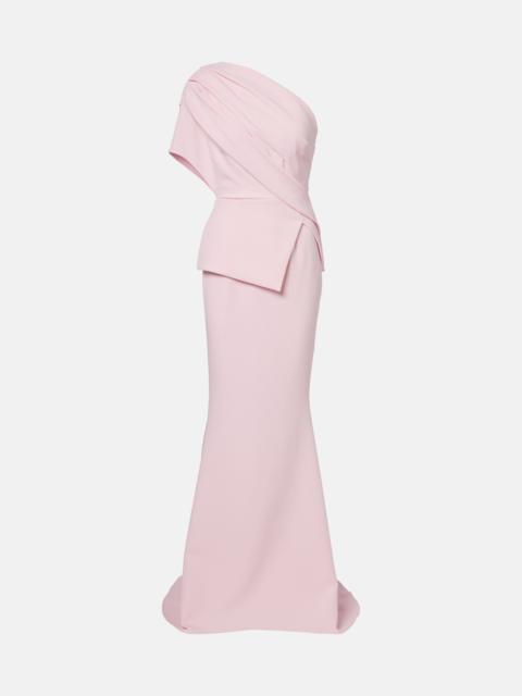 Elyna one-shoulder crêpe gown