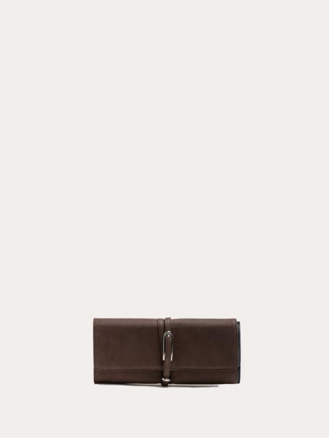 BELTED CLUTCH DARK BROWN