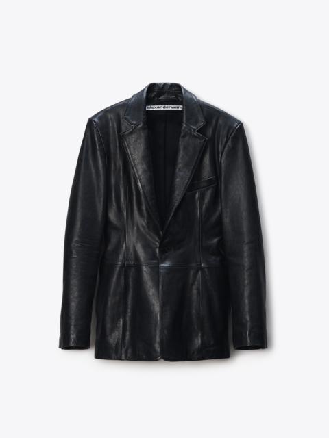 Tailored Leather Blazer in Leather