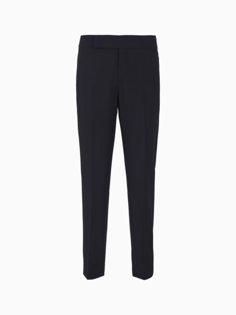 Wool crêpe flat-front trousers