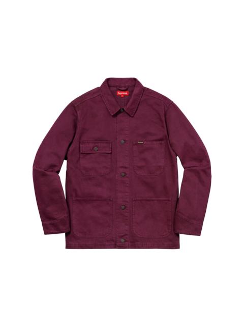 Supreme NY Tapestry Denim Chore Coat Maroon