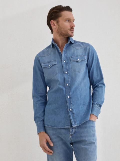 Lightweight denim easy fit Western shirt