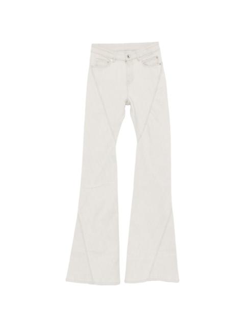 Bias zip-up flared jeans