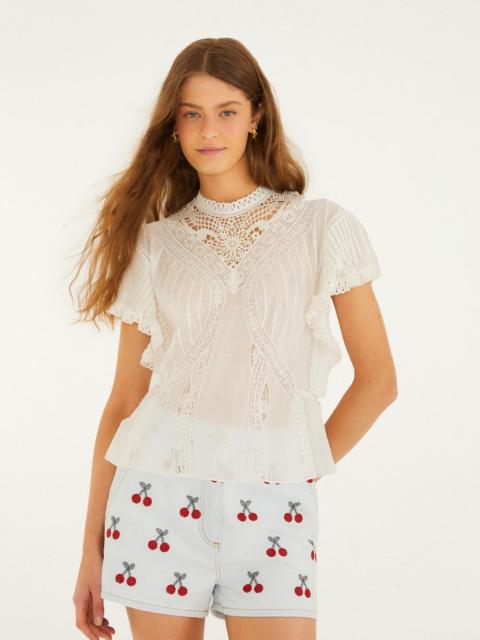 Off-White Organic Cotton Blouse With Appliqués