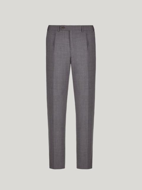 GRAY PURE IMPECCABILE WOOL REGULAR-FIT PANTS WITH PLEAT
