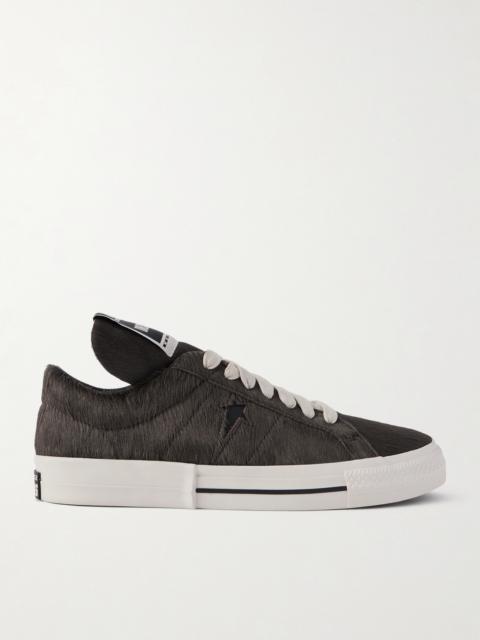 + Converse Onestr Leather-trimmed Cow Hair Sneakers