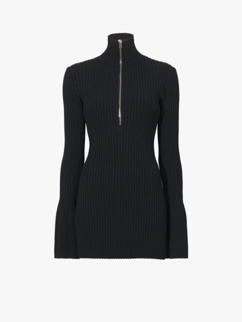 Viscose Rib Zip Sweater