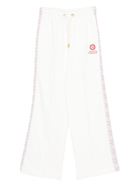 floral-stripe track pants