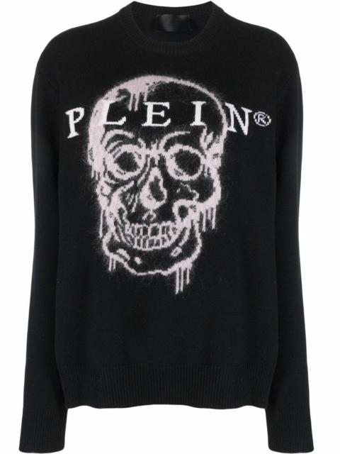intarsia-knit skull jumper