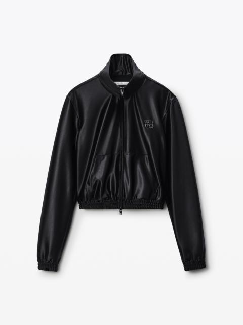black shrunken zip-up jacket