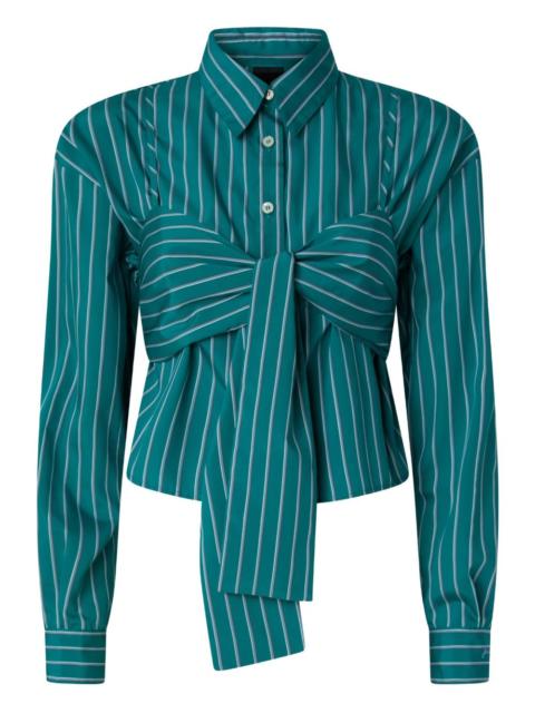 striped-pattern tie-front shirt