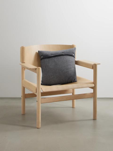 Button-detailed Ribbed Cashmere Cushion