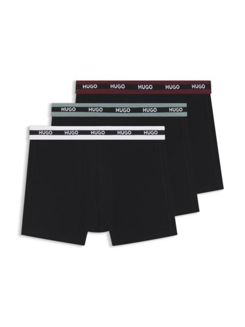 THREE-PACK OF STRETCH-COTTON BOXER BRIEFS WITH LOGOS