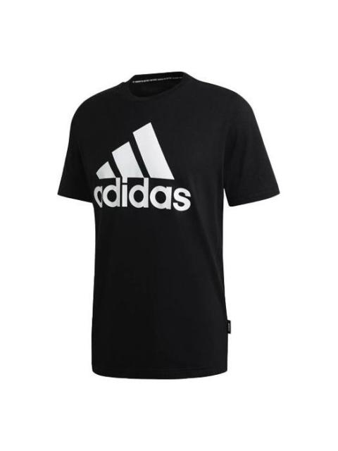 adidas Mh Bos Tee Contrasting Colors Large Logo Sports Round Neck Short Sleeve Black GC7346