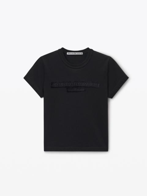 Distressed Logo Shrunken Tee in Cotton Jersey