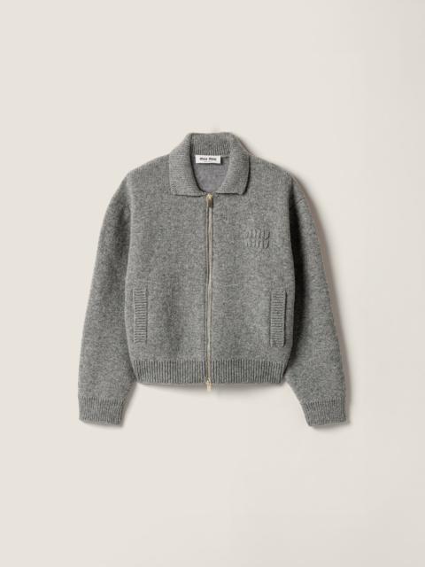 Shetland wool and cashmere zipper cardigan
