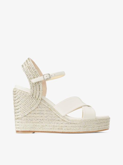 Dellena 100
Latte Nappa Leather Wedge with Metallic Rope Trim