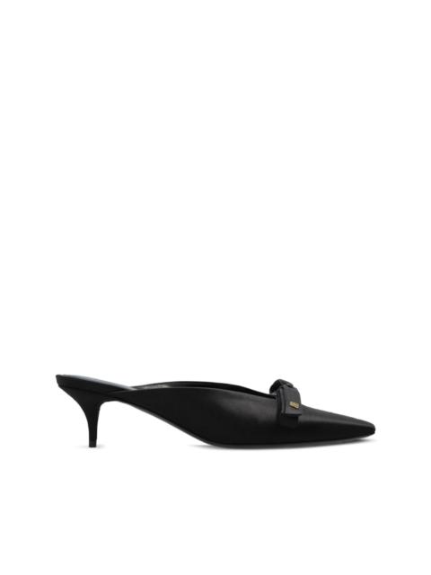 bow-detail pointed-toe mules