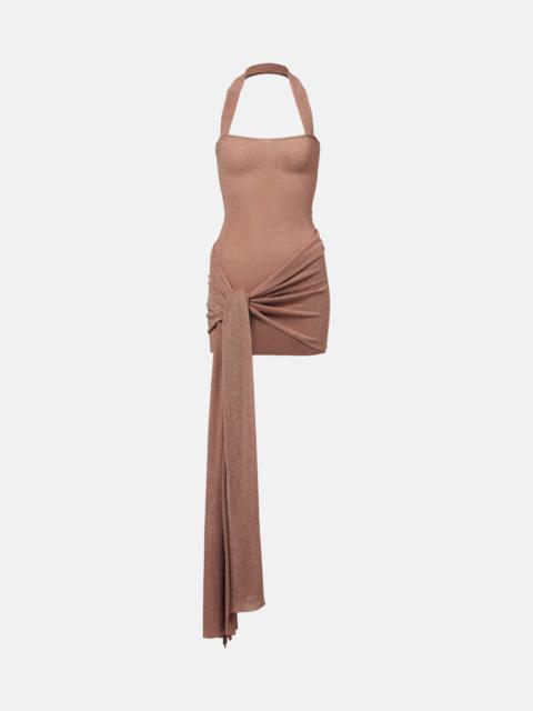 Draped lamé minidress