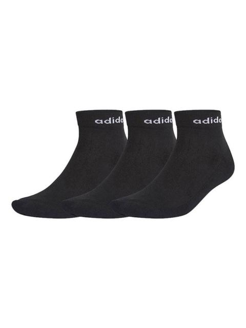 adidas neo Hc Ankle 3pp Solid Color Athleisure Casual Sports Socks Black GE6128