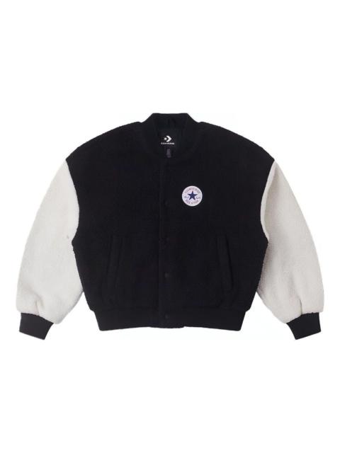 (WMNS) Converse Sherpa Varsity Jacket 'Black White' 10025206-A01