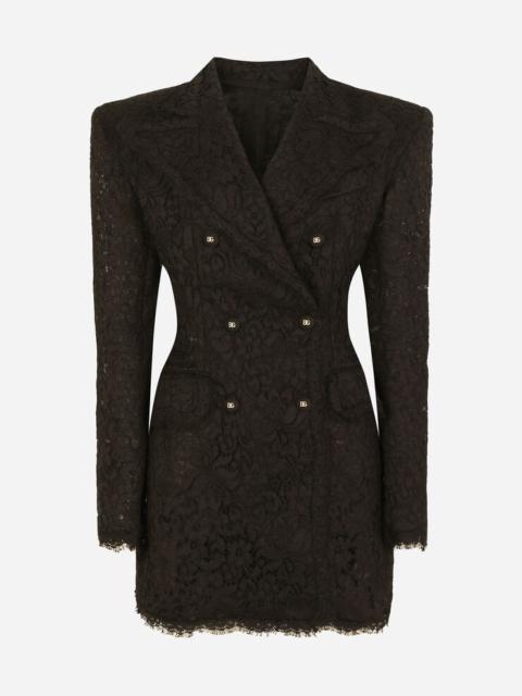 Double-breasted cordonetto lace jacket