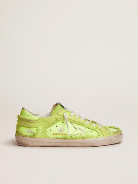 Women’s Super-Star LAB sneakers in fluorescent yellow leather and canvas