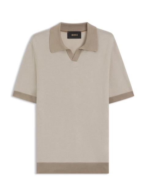 SILK-COTTON SWEATER WITH JOHNNY COLLAR IN REGULAR FIT