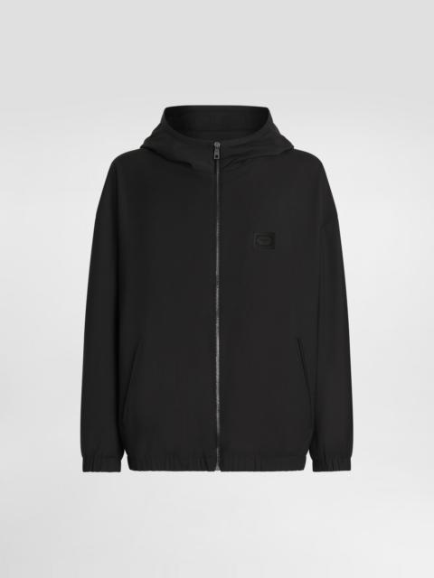 Hooded woolen jacket with tag