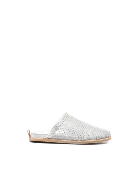 studded woven mules