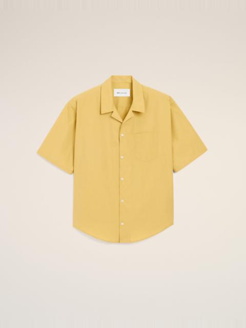 YELLOW COTTON SHORT SLEEVE CAMP COLLAR BOXY SHIRT