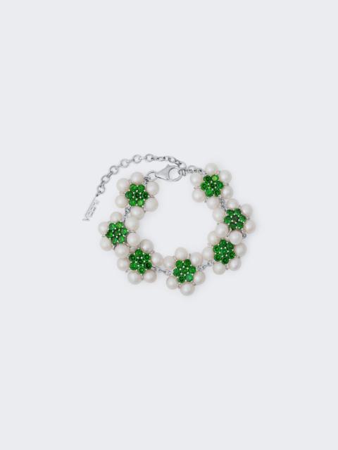 The 42 Pearl Green Flower Bracelet White Gold