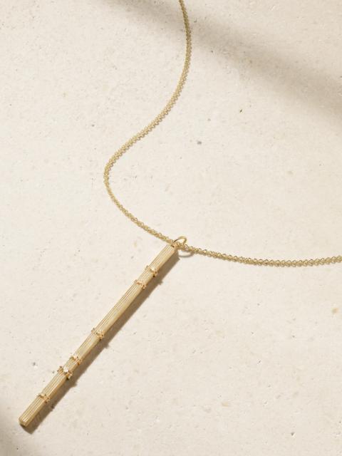 Fluted Bar 14-karat Gold Diamond Necklace